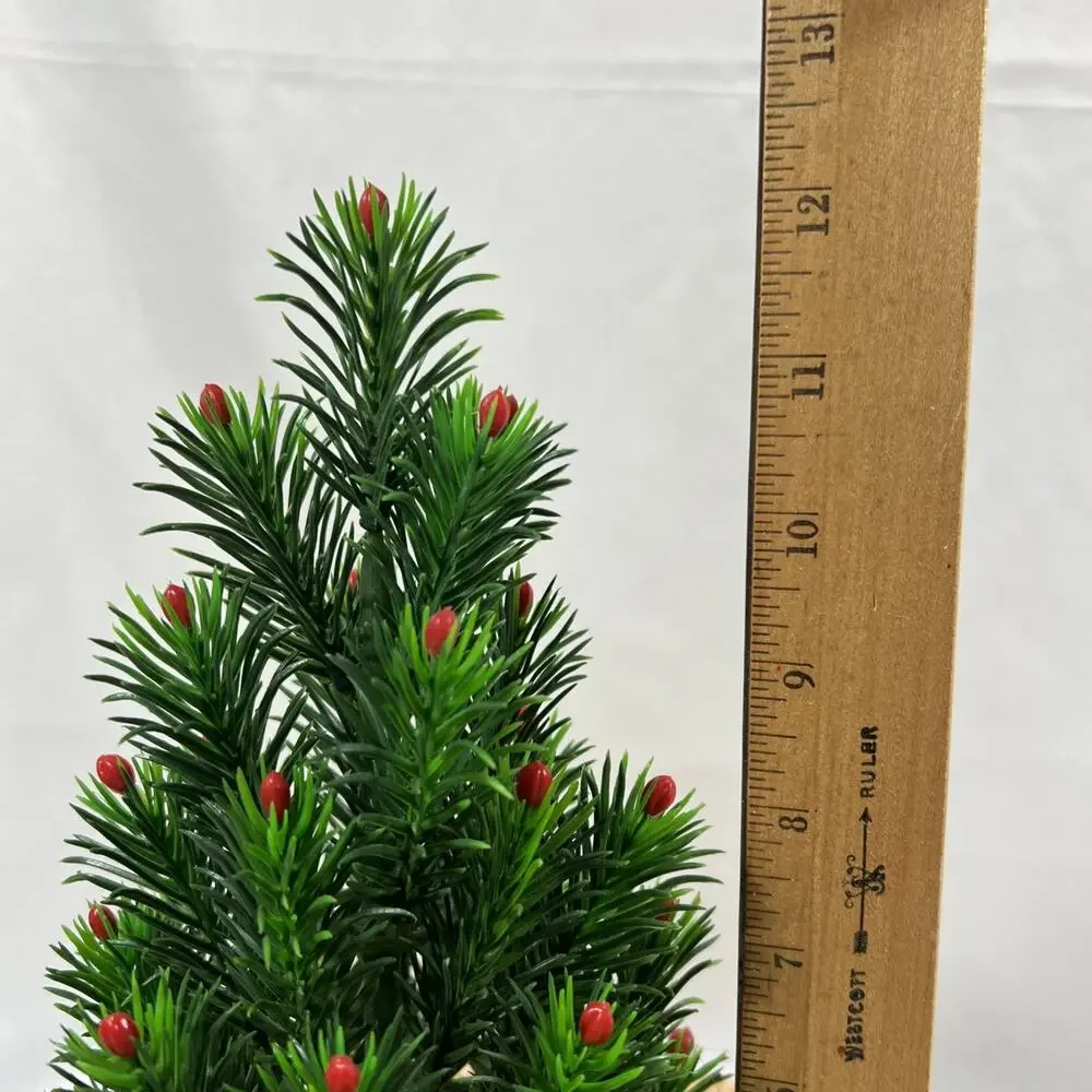 Vintage Mid Century Table Decoration SMALL Christmas Tree RED TIP BERRY 12” Mini